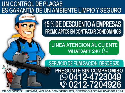 Promoción de fumigación en Caracas y Miranda con Fumigaciones Bay-Were, control de plagas económico